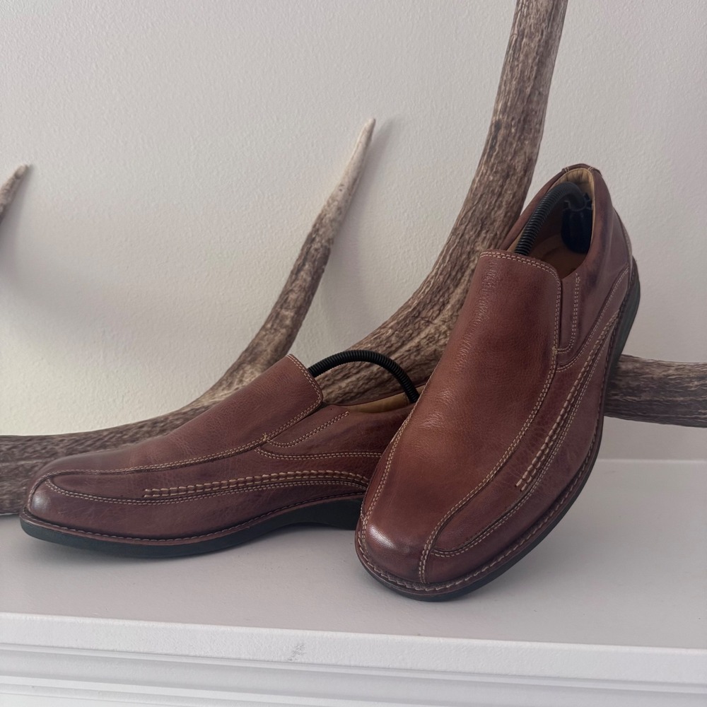 Edmondo Lugano Mens Brown Leather Bicycle Toe Loafers 11 D Made in Brazil